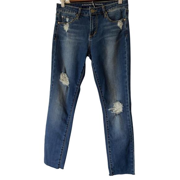 Articles of Society Women's 27 Distressed Skater Streetwear Stretch Ripped Jeans - Picture 2 of 8